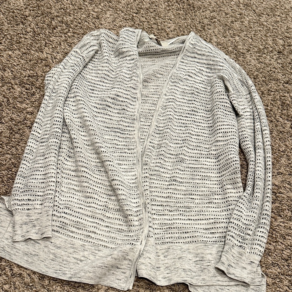 LOFT Light‎ Gray Open-Knit Cardigan